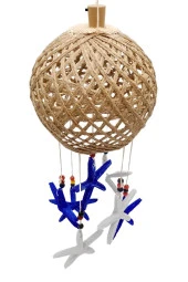 Rüzgar Çanı Jüt ip Hasır Top Kafesli Led Işıklı Lamba Marin Deniz Yıldızı thumbnail 11