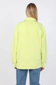 Kadın Oversize Jean Gömlek Neon Yeşil - 9