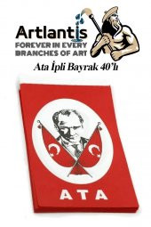 İpli Ata Bayrak Orta Boy 40lı 8x13cm 1 Paket Atalı Bayrak Kağıt İpli Sıralı Ayyıldız Bayrak Sınıf Süsü Okul Bayram - 2