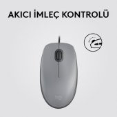 Logitech M110 Sessiz Tam Boyutlu Kablolu Usb-A Bağlantılı Optik Mouse - Gri - 2
