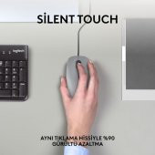 Logitech M110 Sessiz Tam Boyutlu Kablolu Usb-A Bağlantılı Optik Mouse - Gri - 5