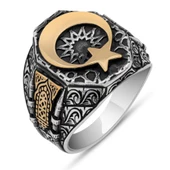 Ayyıldız Motifli 925 Gümüş Erkek Yüzük thumbnail 2