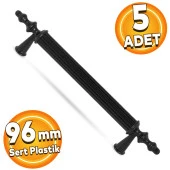 Polavit Çekmece Mutfak Dolap Kapak Kulpu Kulbu 96 mm Siyah Sert Plastik Kulp (5 ADET) - 1