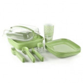 Piknik Seti -32 Parça ( İçiçe Geçebilen Çatal+Kaşık+Bıçaklı ) Yeşil - 1