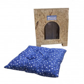 Melada Kedi Evi Dış Ortam Uygun Ahşap Kedi Evi OSB Minderli 40x37x34 cm - 1