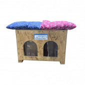 Melada Kedi Evi Dış Ortam Uygun Ahşap Kedi Evi Double OSB Minderli 53x41x35 cm - 1
