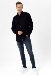 Köşeli Manşet Slimfit Düz Gömlek thumbnail 4