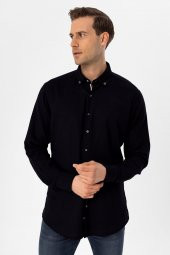 Köşeli Manşet Slimfit Düz Gömlek thumbnail 5