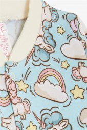 Kız Bebek Tulum Unicorn Desenli Gökyüzü Temalı , Açık Mavi - 3