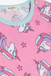 Kız Bebek Pijama Takımı Unicorn Desenli , Pembe - 5