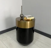 Dekoratif Eskitme Darbuka Parlak Siyah Sehpa 60cm thumbnail 1