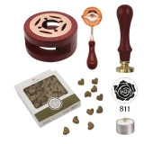 Davetiye Mum Mühürü Uygulama Seti Kahverengi 811 Gül Desen thumbnail 1