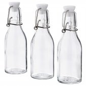 3 Adet Cam-Vakumlu Su Şişesi MeridyenDukkan 15 cl Sos-Yağ Şişesi - 1