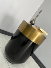 Dekoratif Eskitme Darbuka Parlak Siyah Sehpa 70cm thumbnail 2