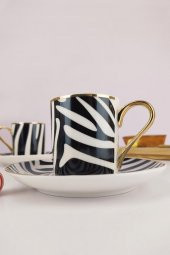 Digithome Kosova Porselen 6’lı Kahve Fincan Takımı Siyah Beyaz - KGP-094 - 3