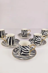 Digithome Kosova Porselen 6’lı Kahve Fincan Takımı Siyah Beyaz - KGP-094 - 2
