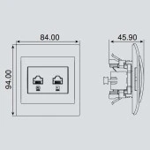 Viko Panasonic Thea Blu İkili Data Cat6 Mekanizma WBTM04075NC-TR - 2