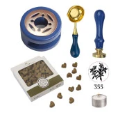 Davetiye Mum Mühürü Uygulama Seti Lacivert Renk 355 Dal Yaprak thumbnail 1