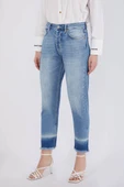 Kadın Paçası Renk Geçişli Jean Pantolon Mavi thumbnail 3