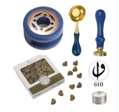 Davetiye Mum Mühürü Uygulama Seti Lacivert Renk 610 Elif Vav thumbnail 1