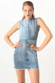 Kadın Kolsuz Jean Elbise - 2