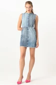Kadın Kolsuz Jean Elbise - 6