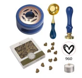 Davetiye Mum Mühürü Uygulama Seti Lacivert Renk 960 Kalp - 1