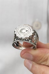 Cesaretiyle Yaşamayan Esaretiyle Ölür Yazılı 925 Gümüş Erkek Yüzük thumbnail 6