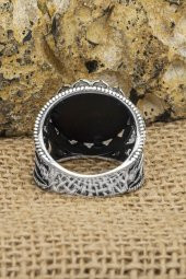 Cesaretiyle Yaşamayan Esaretiyle Ölür Yazılı 925 Gümüş Erkek Yüzük thumbnail 8