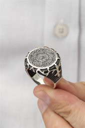 İnşirah Suresi Yazılı Taşsız 925 Gümüş Erkek Yüzük - 5