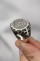 İnşirah Suresi Yazılı Taşsız 925 Gümüş Erkek Yüzük - 6