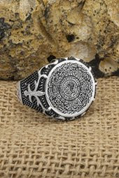 İnşirah Suresi Yazılı Taşsız 925 Gümüş Erkek Yüzük - 7