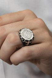 Süleyman Mührü İşleme Taşsız 925 Gümüş Erkek Yüzük thumbnail 1