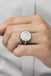 Süleyman Mührü İşleme Taşsız 925 Gümüş Erkek Yüzük thumbnail 3