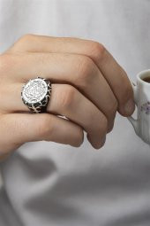 Süleyman Mührü İşleme Taşsız 925 Gümüş Erkek Yüzük thumbnail 5