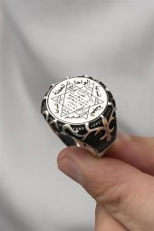 Süleyman Mührü İşleme Taşsız 925 Gümüş Erkek Yüzük thumbnail 6