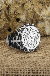 Süleyman Mührü İşleme Taşsız 925 Gümüş Erkek Yüzük thumbnail 7