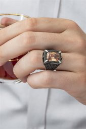 Dikdörtgen Zülfikar Sitrin Taşlı 925 Gümüş Erkek Yüzük thumbnail 3