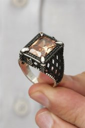 Dikdörtgen Zülfikar Sitrin Taşlı 925 Gümüş Erkek Yüzük thumbnail 4