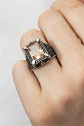 Dikdörtgen Zülfikar Sitrin Taşlı 925 Gümüş Erkek Yüzük thumbnail 8