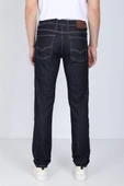 Erkek Lacivert Kontrast Dikişli Jean Pantolon - 3