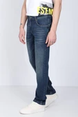 Erkek Koyu Mavi Düz Paça Jean Pantolon - 4