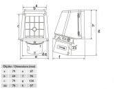 Bemis IP44 CEE Norm 4/16A 90 Derece Eğik Duvar Fiş 380V - 450V BC1-1504-2236 - 2