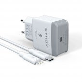 Syrox PD18L Type-C to Lightning Kablolu 18W PD 3A Hızlı Şarj Aleti Set - 1