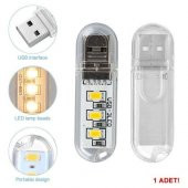 FİLONLİNE FAC-01 TAŞINABİLİR MİNİ USB 3 LED BEYAZ LAMBA 5730 SMD KAMP STİCK LED  GECE LAMBASI - 5