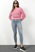 Kadın Yüksek Bel Yırtık Detaylı Skinny Fit Jean Pantolon Mavi thumbnail 2