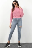 Kadın Yüksek Bel Yırtık Detaylı Skinny Fit Jean Pantolon Mavi thumbnail 1