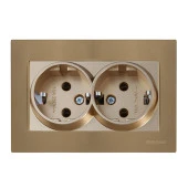 Mutlusan Rita Antik Altın Mekanizma + Tuş İkili Topraklı Priz Çerçeve Dahil - 1