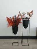 2'li Metal Ayaklı Saksı Çiçeklik Siyah - 2