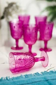 Akrilik Pembe 6lı Kadeh & Su Meşrubat Kahve Yanı Bardağı 450 ml ( Cam Değildir ) - 1